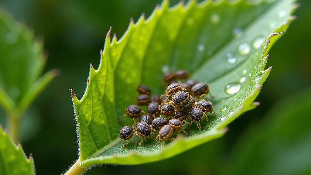 Aphids on pepper leaves
