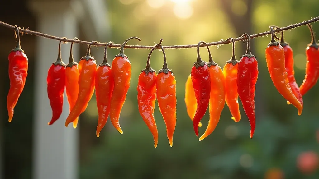 String of dried peppers