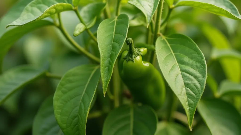 Pepper plant with green leaves