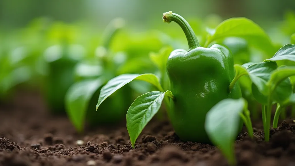 Specialty pepper plants growing in soil