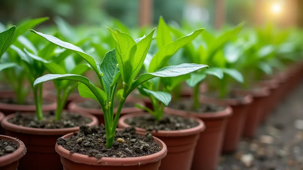 Pepper starts in pots