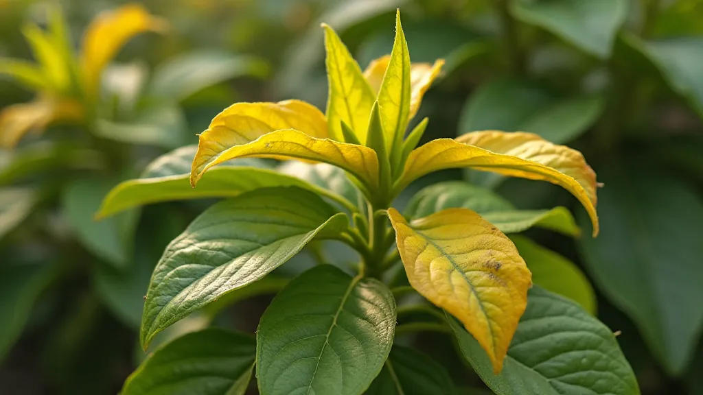 Pepper plant with yellow leaves